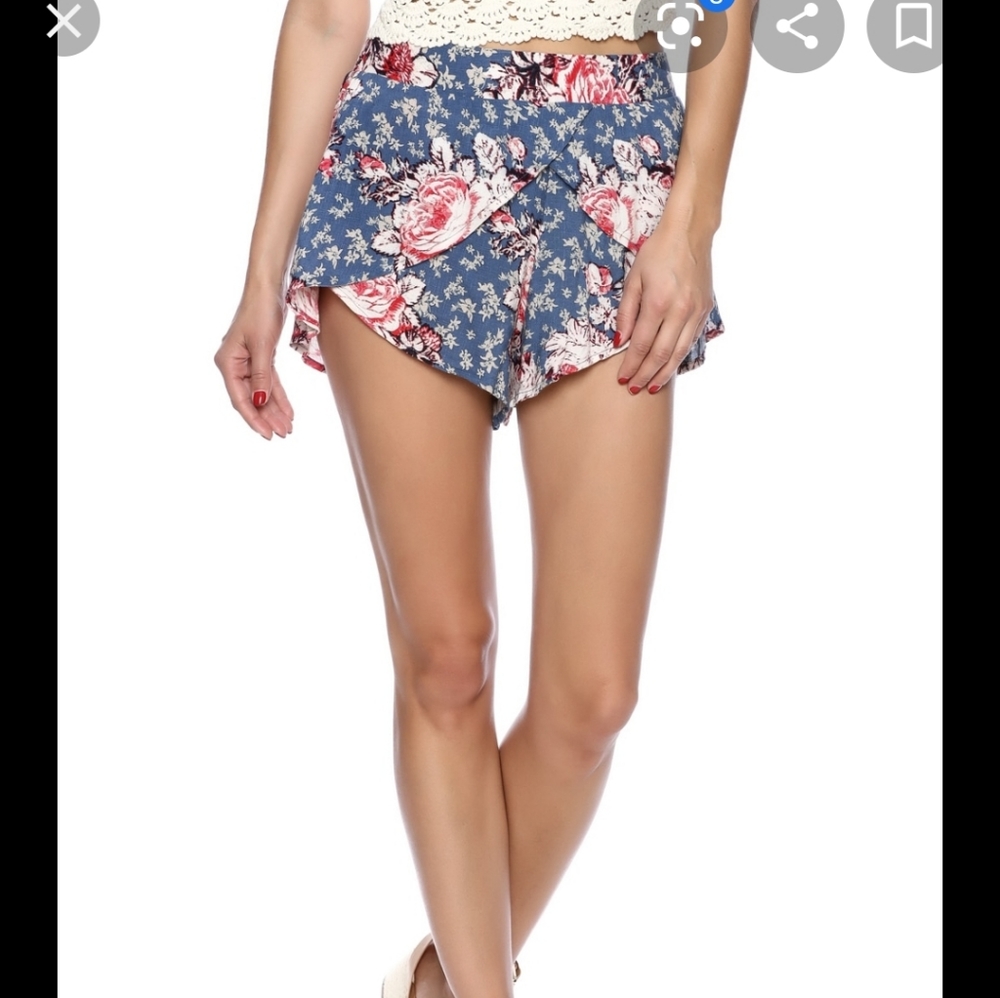 Free People Antiqued Floral Shorts Size S